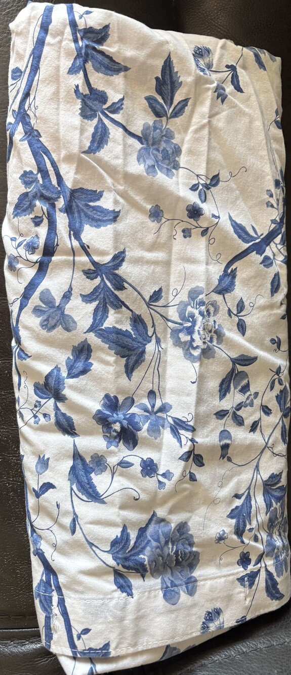 Laura Ashley Home Blue Floral Fabric Cotton Blend "Charlotte" Shower Curtain